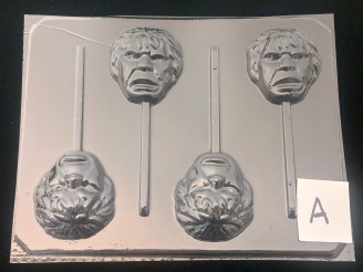 124sp Green Hunky Man Face Chocolate Candy Lollipop Mold FACTORY SECOND